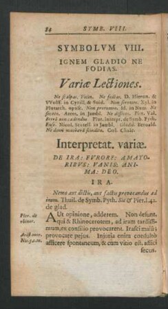 Symbolum VIII. Ignem Gladio Ne Fodias.