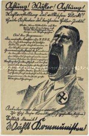 Illustrierter Sonderdruck der KPD zur Reichstagswahl 1930 (?) mit einer Karikatur auf den Wahlkampf der NSDAP
