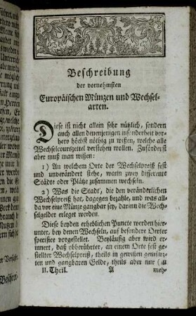 Beschreibung der vornehmsten Europäischen Münzen und Wechselarten.
