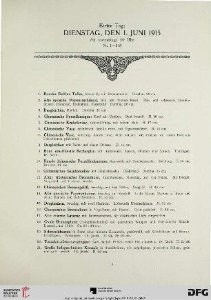 Erster Tag: Dienstag, den 1. Juni 1915: A) vormittags 10 Uhr (Nr. 1-218)