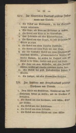 XV. Zur Artillerie und Kriegsbaukunst gehörige Maschinen und Modelle.