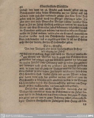 Der 60. Artickel. Von dem Verlegern oder ihrem vortheilfafftigen Auffzug/mit erlegung der Zubuß.
