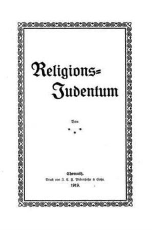 Religions-Judentum / von ...