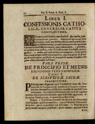 Caput I. De Scripturae Sacrae Perfectione.
