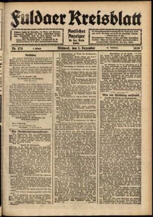 Erste Ausgabe vom Mittwoch, den 03. Dezember 1919.