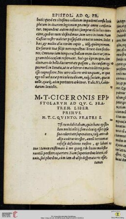 M. T. Ciceronis epistolarvm ad Qv. C. Fratrem
