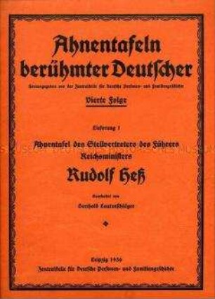 NS-Propagandaschrift mit der Ahnentafel von Rudolf Heß