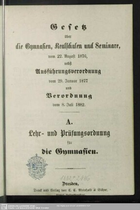A: Lehr- und Prüfungsordnung für die Gymnasien