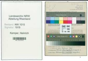 Entnazifizierung Heinrich Kemper , geb. 24.08.1919 (Stadtkassendirektor)