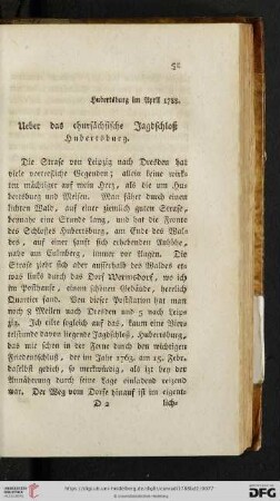 Ueber das chursächsische Jagdschloß Hubertsburg