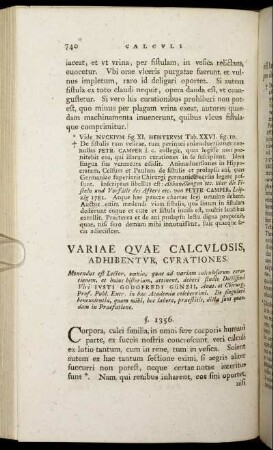 Variae Quae Calculosis, Adhibentur Curationes.