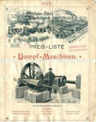 Preisliste über Dampfmaschinen.
