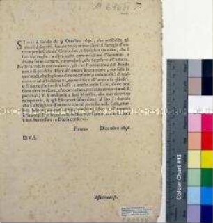 Öffentlicher Aufruf betreffend das Verbot der "amori dishonesti" in Florenz