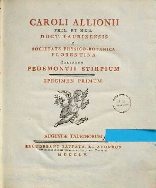 Caroli Allionii ... Rariorum Pedemontii Stirpium Specimen Primum