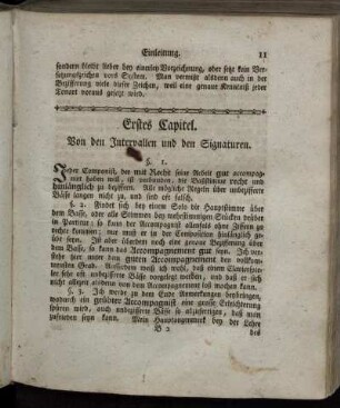 Erstes Capitel. Von den Intervallen und den Signaturen. - Fünftes Capitel. Von dem uneigentlichen vergrösserten harmonischen Dreyklange.