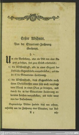 Erster Abschnitt. Von der Situations-Zeichnung überhaupt