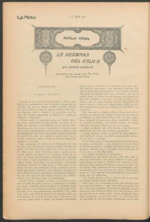 La hermana del califa : Novela árabe