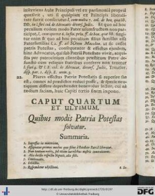Caput Quartum Et Ultimum. Quibus modis Patria Potestas solvatur.