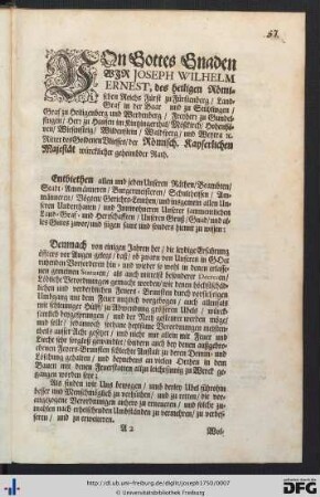 Fürstlich-Fürstenbergische Feur-Ordnung.