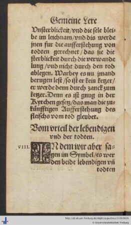 Vom Urteil der Lebendigen und der Todten