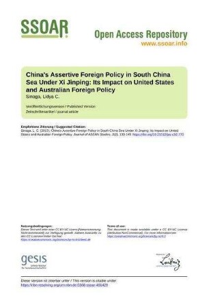 China's Assertive Foreign Policy in South China Sea Under Xi Jinping: Its Impact on United States and Australian Foreign Policy