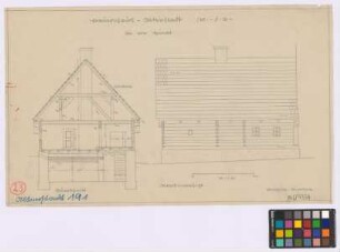 Altenstadt (Landkreis Schongau): Bauernhaus. Haupthaus (Querschnitt, Seiten-Ansicht)