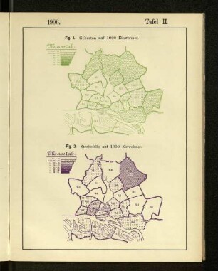Tafel II. 1906. Fig. I. Geburten auf 1000 Einwohner.
