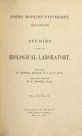 Studies from the Biological Laboratory. 2. 1883, Nr. 2