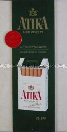 Werbeschild (doppelseitig) für "Atika"-Zigaretten