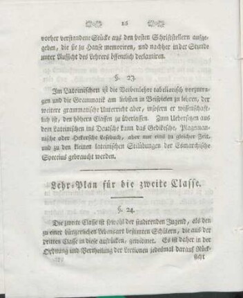 Lehr-Plan für die zweite Classe.