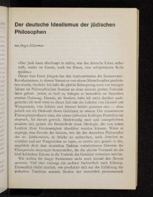 Der deutsche Idealismus der jüdischen Philosophen