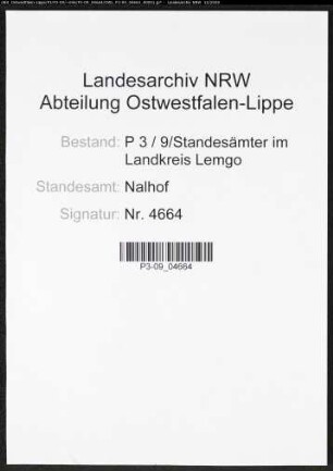 Sterberegister Standesamt Nalhof