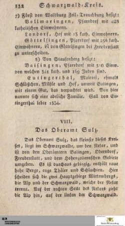 VIII. Das Oberamt Sulz