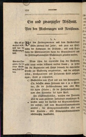 180-193, Ein und zwanzigster Abschnitt. Von den Musterungen und Revisionen.