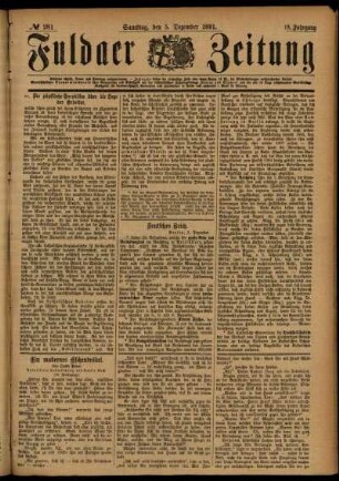 Ausgabe vom Samstag, den 05. Dezember 1891.