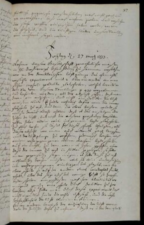 Freytag d 27 Mertz 1733.