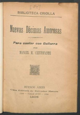Nuevas décimas amorosas para cantar con guitarra