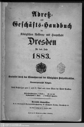 29.1883: Adreß- und Geschäfts-Handbuch der königlichen Residenz- und Hauptstadt Dresden