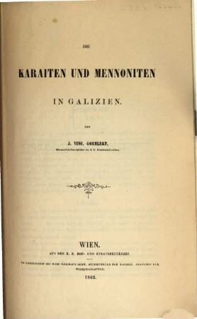 Die Karaiten und Mennoniten in Galizien