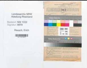 Entnazifizierung Erich Rausch , geb. 22.06.1922 (Justizangest.)