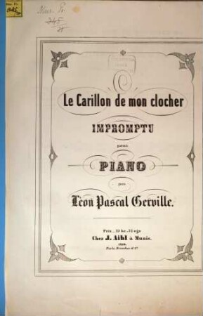 Le carillon de mon clocher : impromptu pour piano