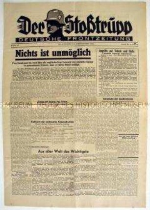 Kriegszeitung einer Wehrmachtseinheit "Der Stoßtrupp" überwiegend zum Krieg gegen Großbritannien Kriegsschauplätze