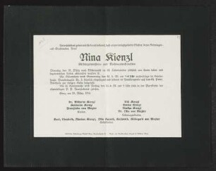 Brief von Hermann Kienzl, Wilhelm Kienzl, Franziska von Mezler, Lili Kienzl, Emma Kienzl, Bertha Kienzl und Mezler Otto von an Gerhart Hauptmann