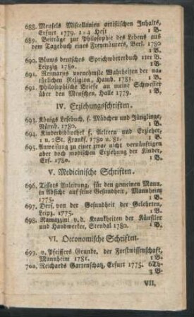 VI. Oekonomische Schriften