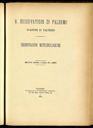 R. Osservatorio Di Palermo Stazione Di Valverde