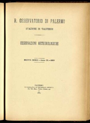 R. Osservatorio Di Palermo Stazione Di Valverde