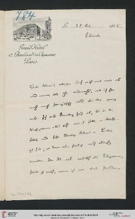 Briefwechsel Theodor Mommsen und Marie Mommsen geb. Reimer: Brief von Theodor Mommsen an Marie Mommsen