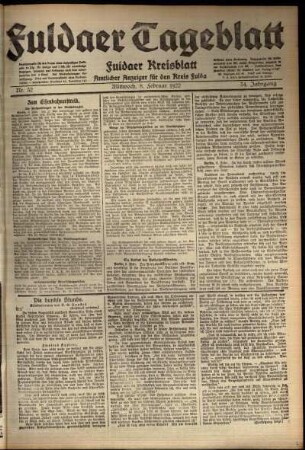 Ausgabe vom Mittwoch, den 08. Februar 1922.