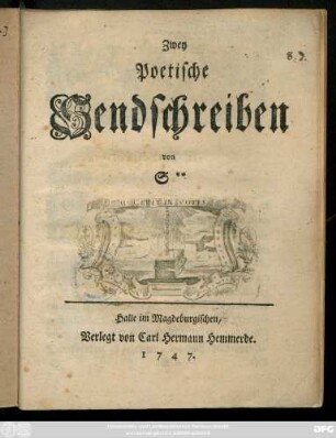Zwey poetische Sendschreiben