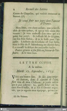 Lettre CCXVIII. A la même. Mardi 17. Septembre, 1675